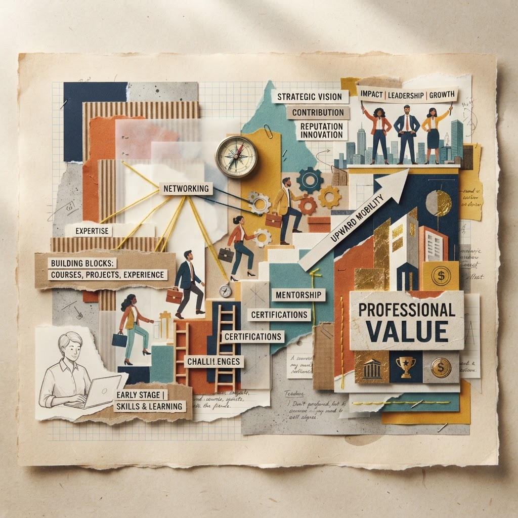 Abstract illustration of career value and transformation
