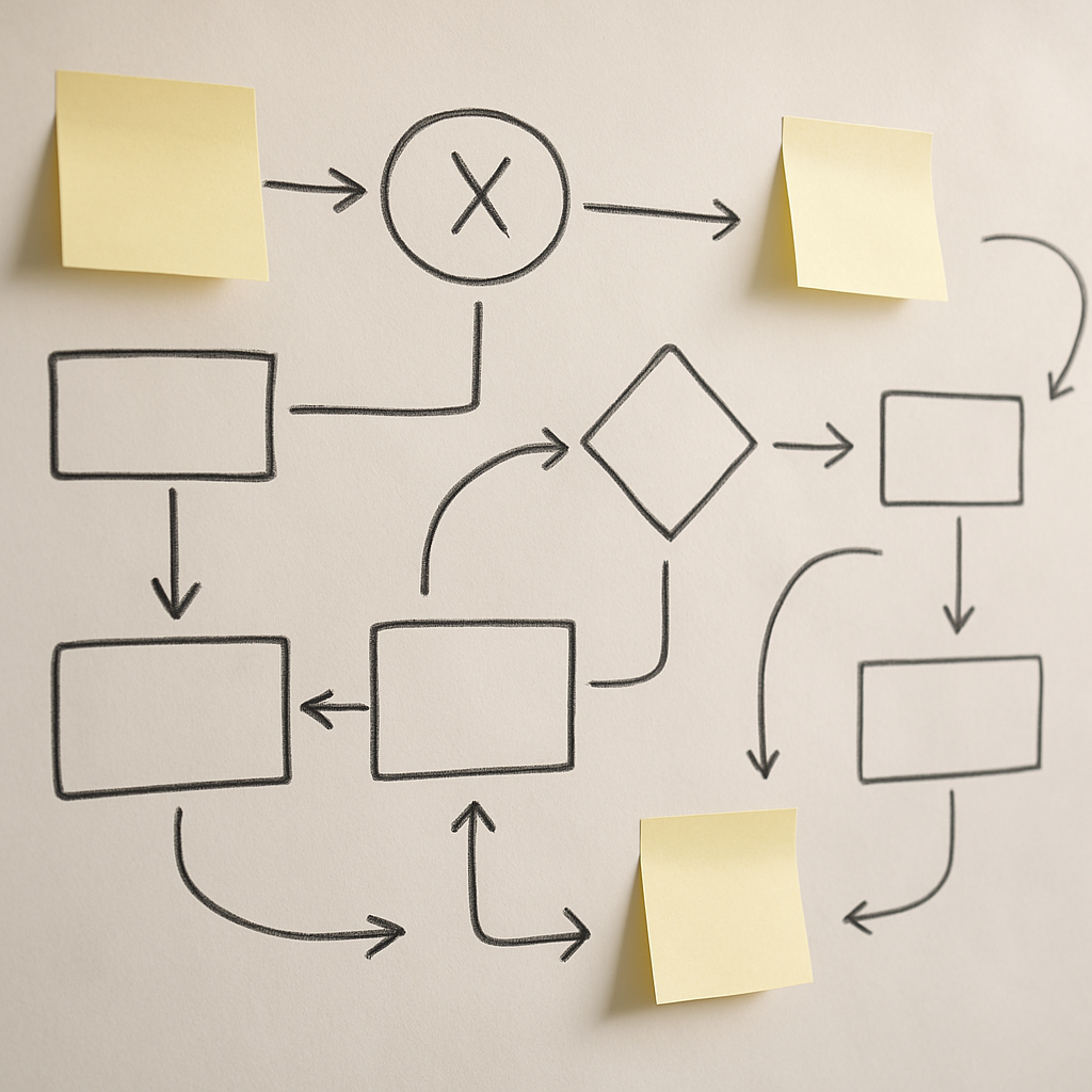 Whiteboard with strategy diagrams